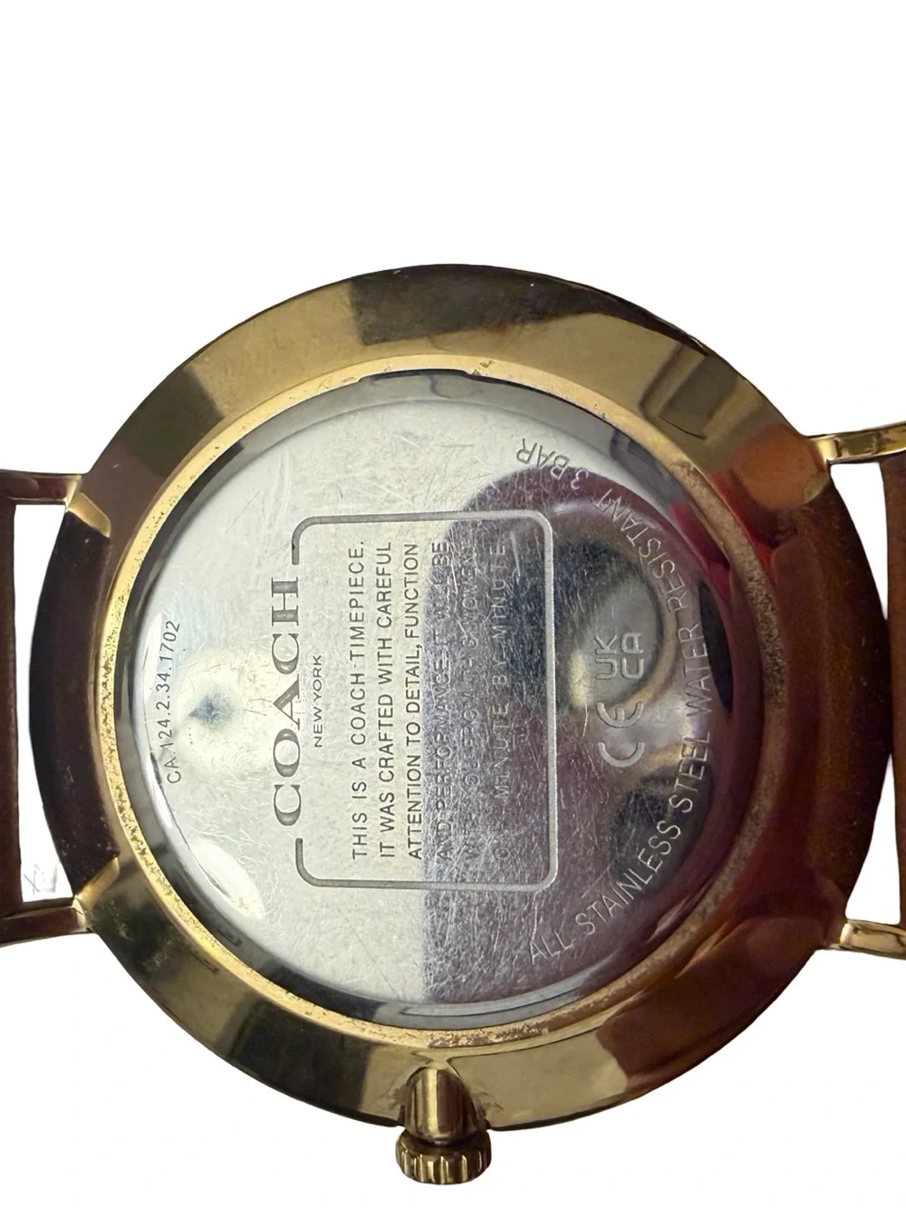 Coach Brown Leather Strap Watch with Gold Dial